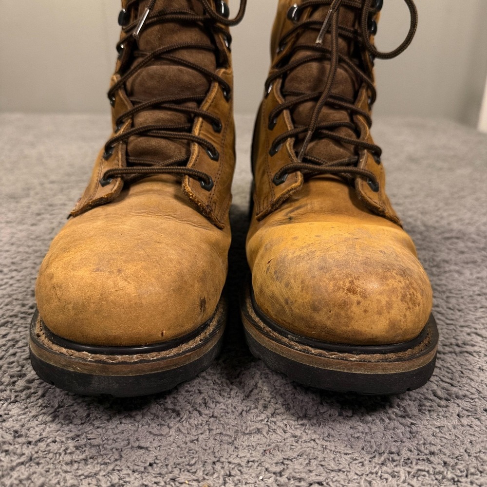 Justin Work Boots Mens 8.5 EE Brown Leather WK961 Waterproof Steel Toe 8 Inch - Picture 4 of 14